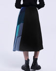 Colorblock Pleated Midi Skirt