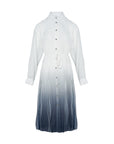 S·DEER pleated shirt dress, highlighting the smooth gradient of color and the pleating details