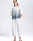 Round Neck Tiered Chiffon Blouse