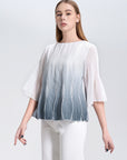 Round Neck Tiered Chiffon Blouse