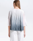 Round Neck Tiered Chiffon Blouse