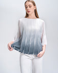 Round Neck Tiered Chiffon Blouse