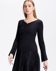 Ribbed Bell Sleeves Sweater