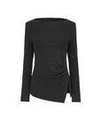 Asymmetric Pleat Rib Sweater