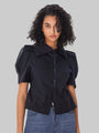 Retro High Collar Puff Sleeve Shirt