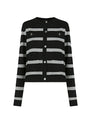 Ideal choice for a fashionable and comfortable wardrobe with the round-neck striped cardigan.